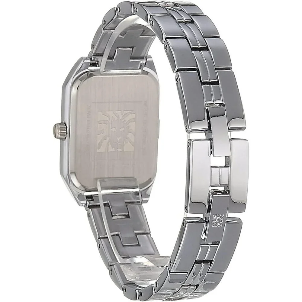 Women's Silver Black Stainless Steel Water Resistant Bracelet Adjustable Watch